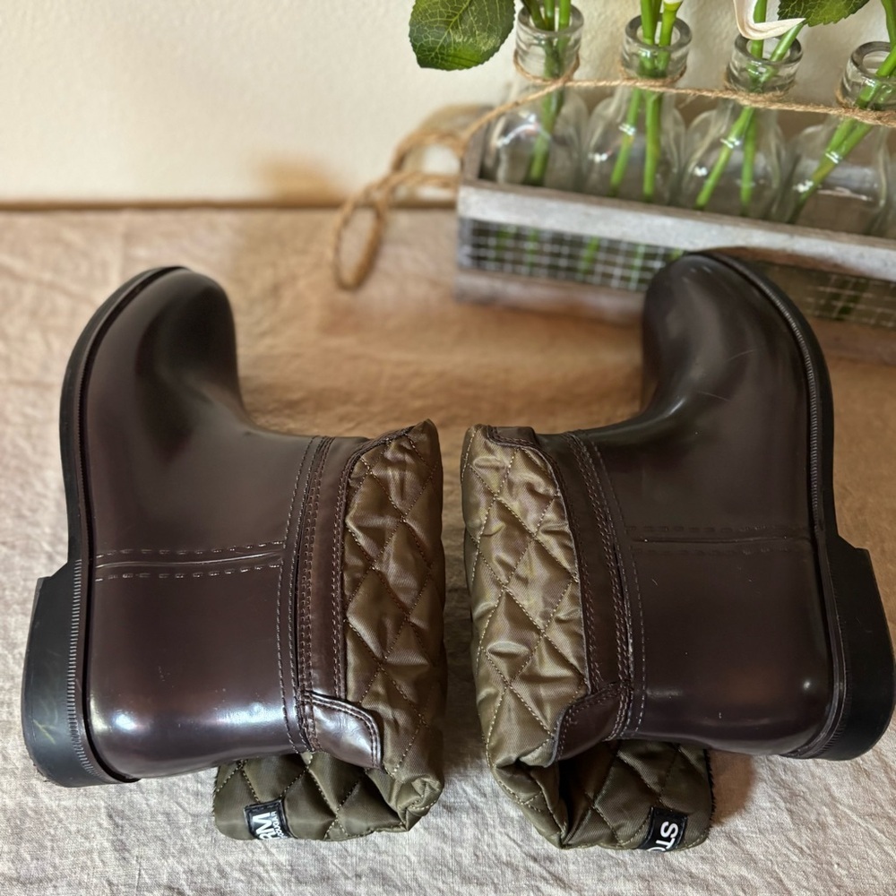 Storm by Cougar Women's Sassy Rain Boot, Size‎ 6. Olive and Brown w/ Side Buckle - Picture 8 of 11